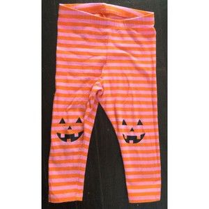 CAT & JACK  HALLOWEEN LEGGINGS pink orange stripe girls size 18m PUMPKIN KNEES